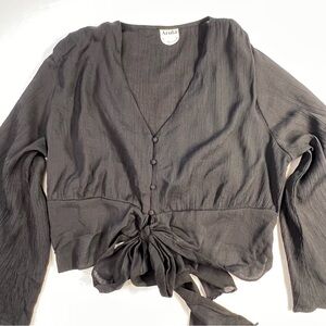 ARULA - Black Tie-Front Blouse with Bell Sleeves Women’s - A(14/16)